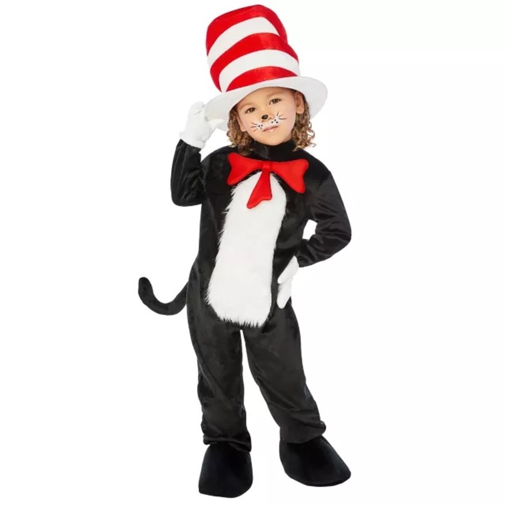 FAST SHIPPING 📦 Toddler Cat in the Hat Jumpsuit Costume – Dr. Seuss, size 5T-6T